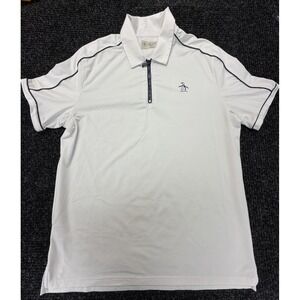 Original Penguin Mens White Performance Polo Shirt 1/4 Zip Size Medium Golf‎